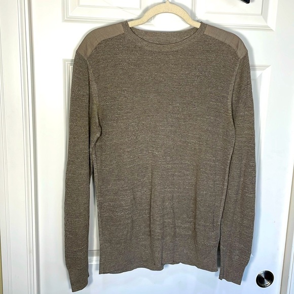 All Saints Crewneck Waffle Knit Sweater Top Size XS Taupe Gray Long Sleeve - Picture 1 of 14
